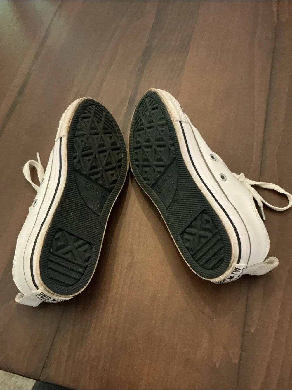 Youth Converse White Low-Top Leather Sneakers